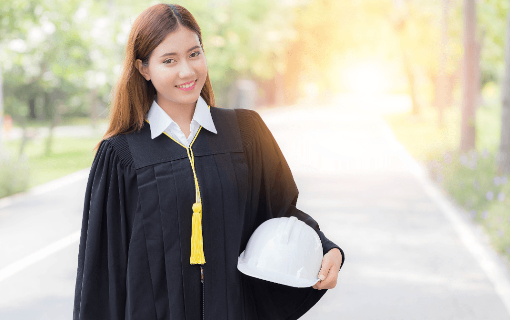 College graduate on the path to obtaining a certificate in construction management