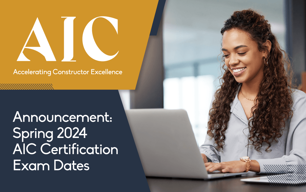 Graphic representing Spring 2024 AIC Certification Exam Dates