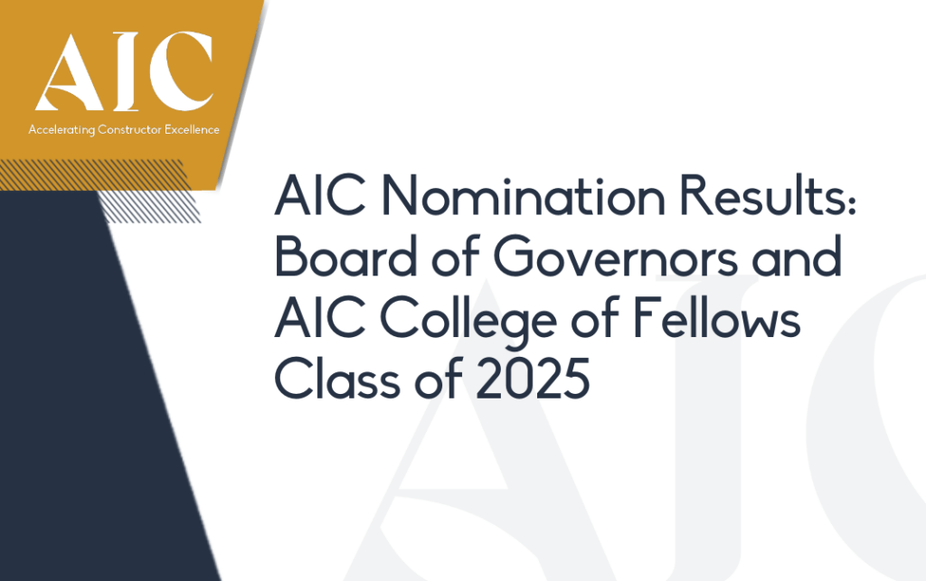 Graphic capturing AIC updates on the CCC Board of Governors and the College of Fellows Class of 2025