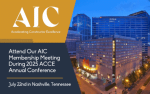 Graphic for the AIC Membership meeting during the 2025 ACCE Conference in Nashville, Tennessee