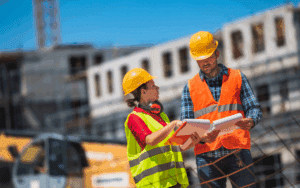 Construction project managers working together in the field