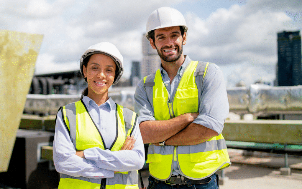 Construction Management students posing on a job site