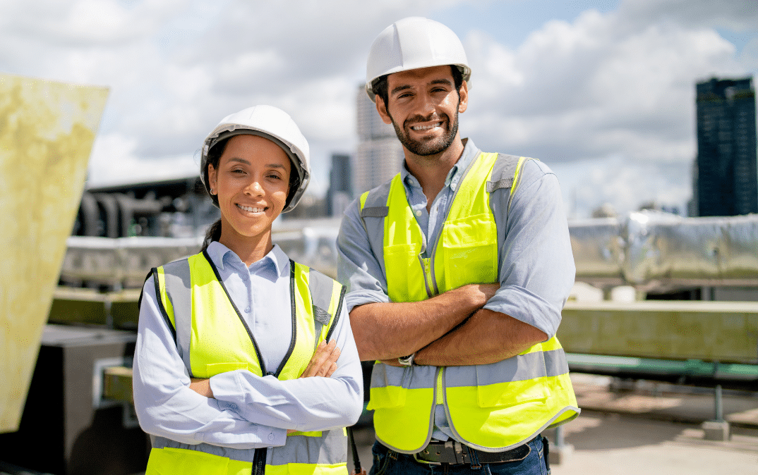 Construction Management students posing on a job site